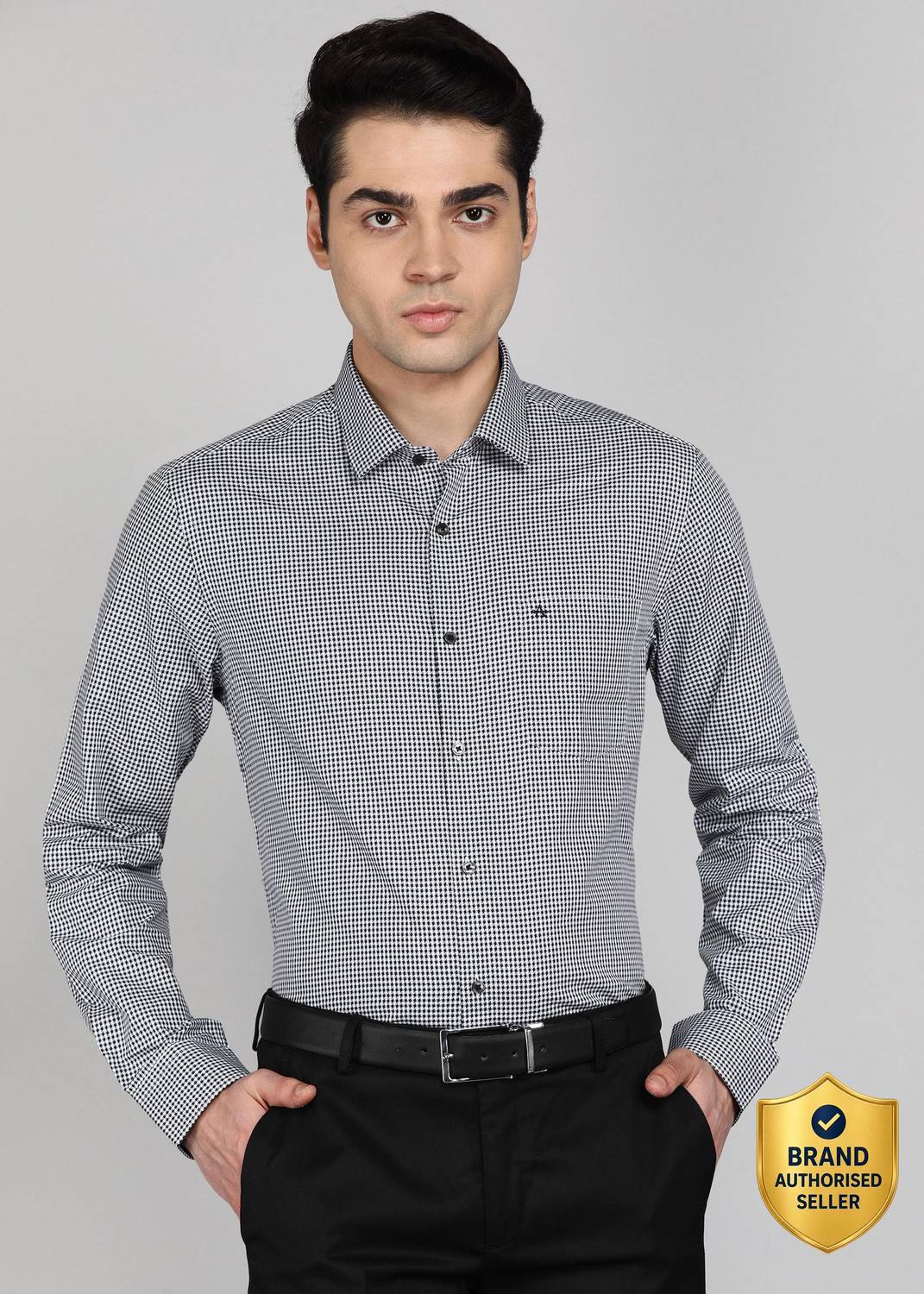 ARROW Men Self Design Formal Blue Shirt
