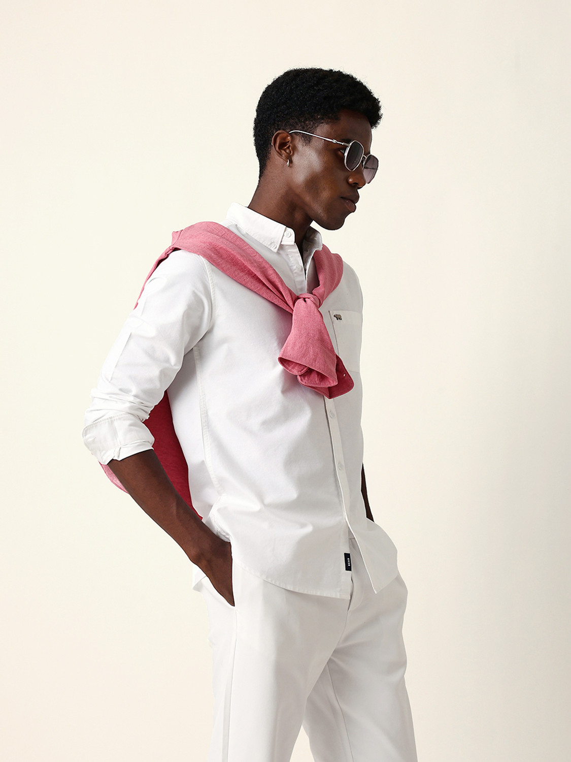 Image of THE BEAR HOUSE Men Solid Casual White Shirt