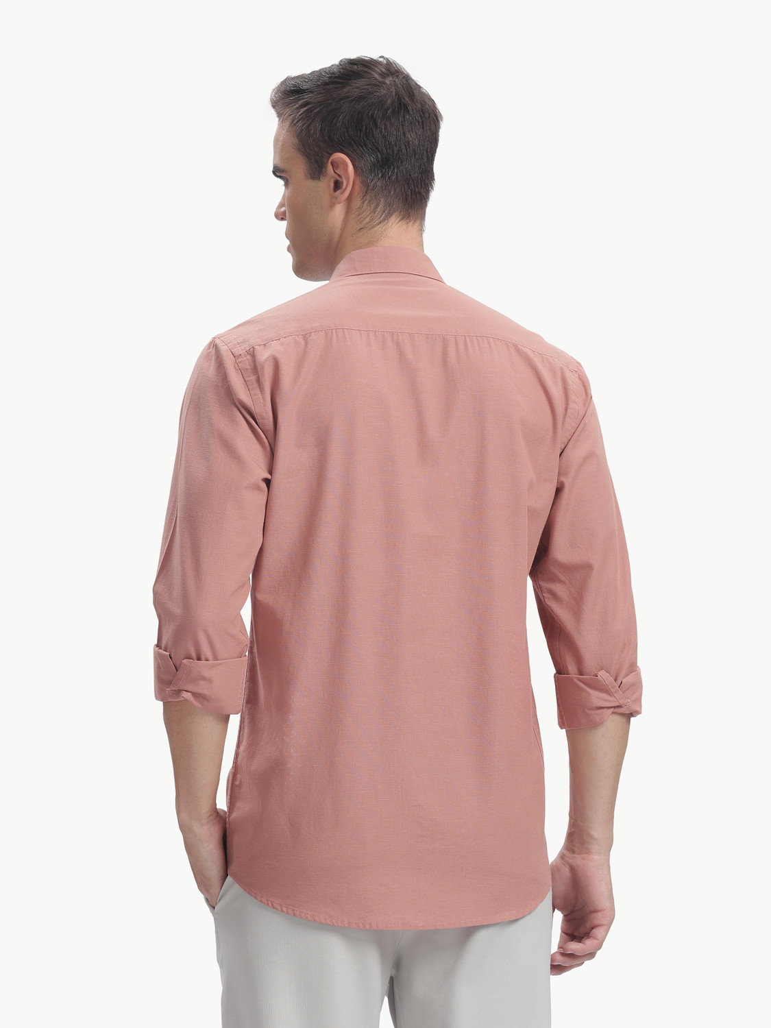 Image of BLUE SQUAD Men Solid Casual Pink Shirt