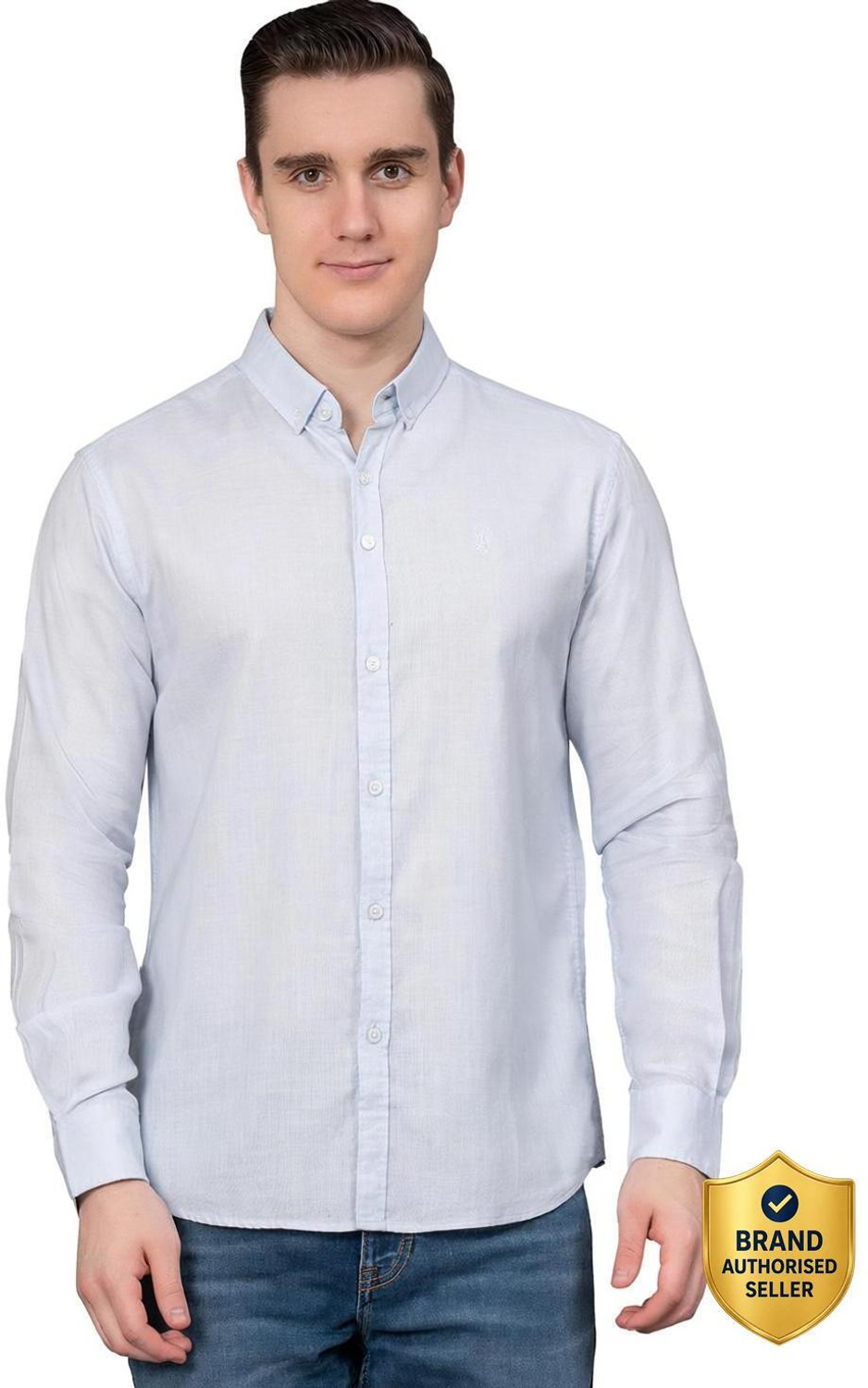 Image of RED TAPE Men Self Design Casual Blue Shirt