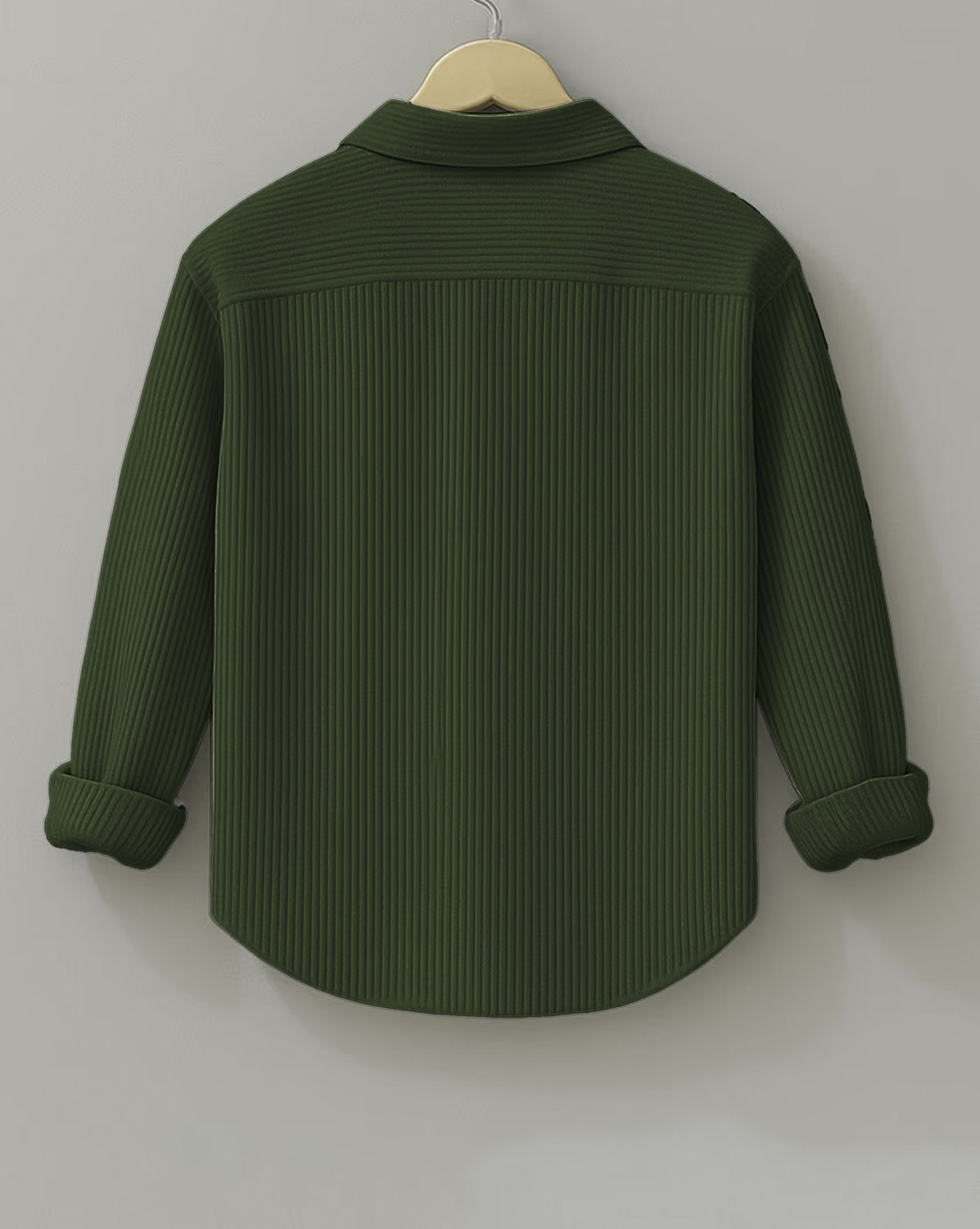 Image of HOODLER Men Self Design Casual Dark Green Shirt