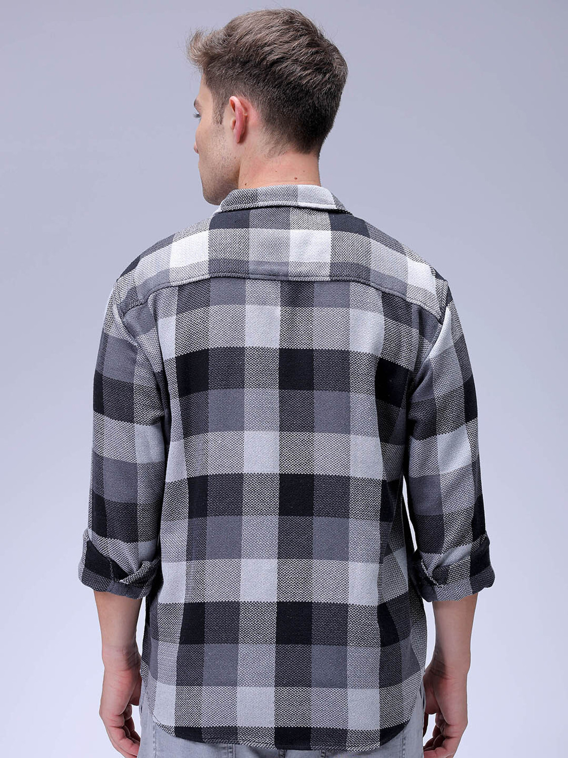 Image of The Indian Garage Co. Men Checkered Beach Wear Grey Shirt