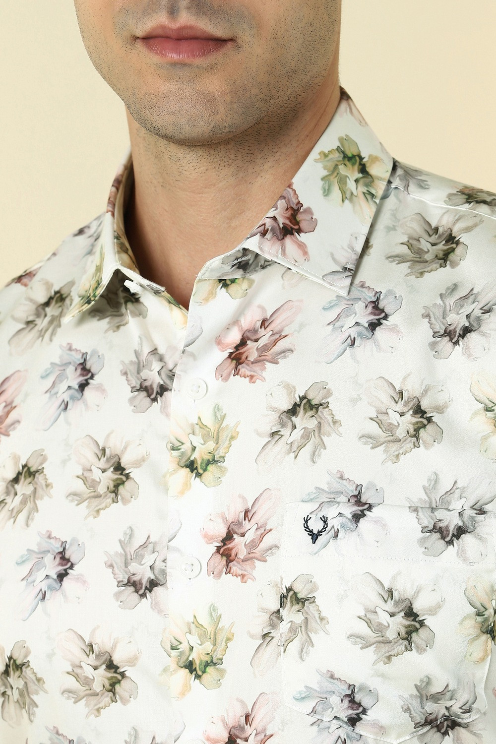 Image of Allen Solly Men Printed Casual White Shirt