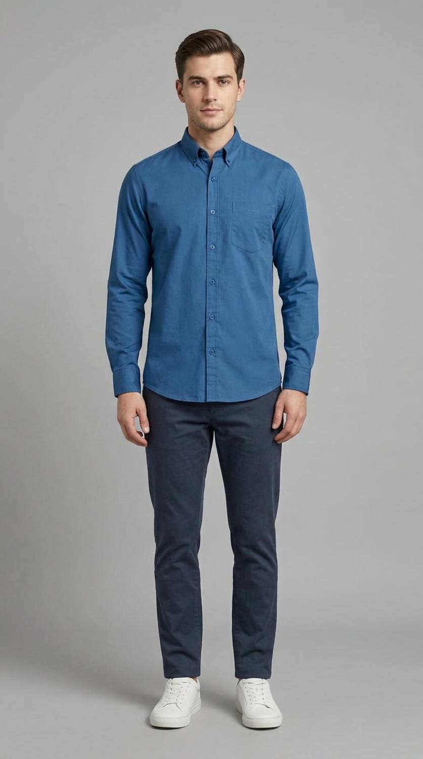 Kuki Men Regular Fit Solid Spread Collar Casual Shirt