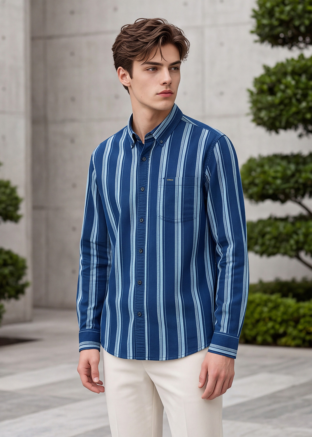 Image of KILLER Men Relaxed Fit Striped Casual Shirt