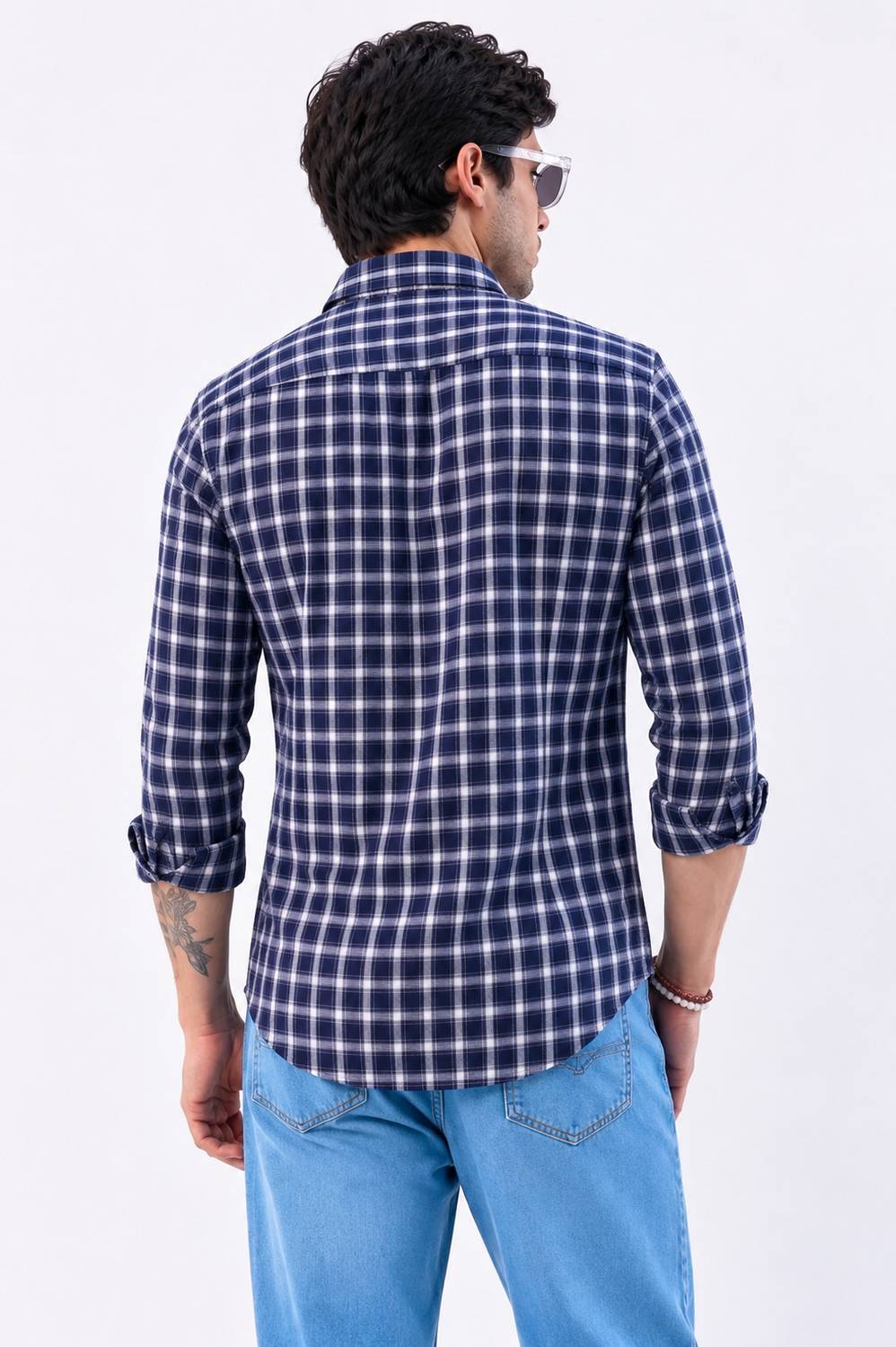 Youth First Men Checkered Casual Blue Shirt - Image 2
