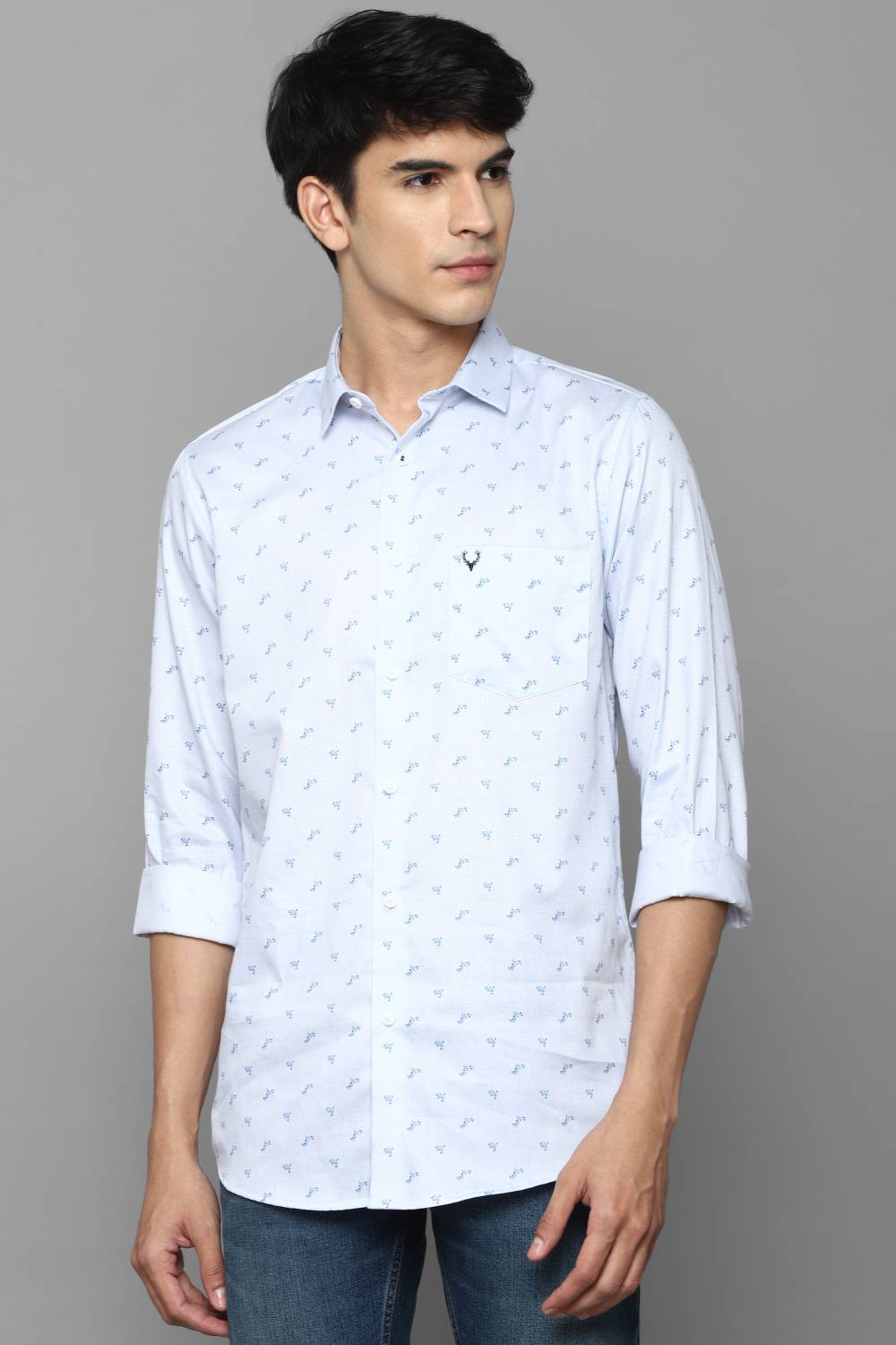 Allen Solly Men Printed Casual Light Blue Shirt