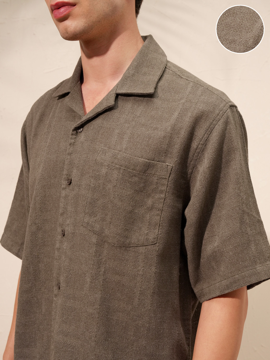 Image of HIGHLANDER Men Self Design Casual Brown Shirt