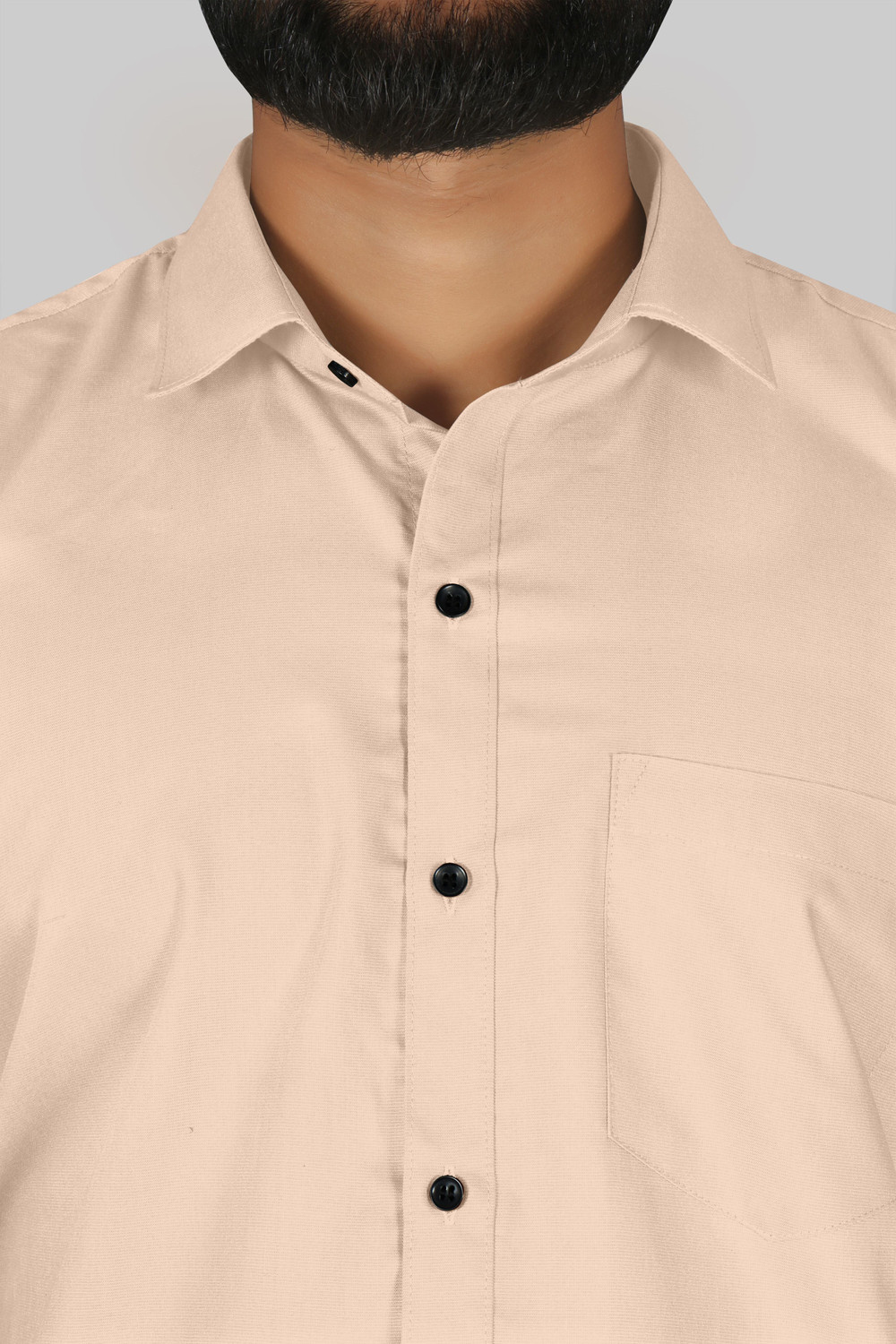Image of FIBERMILL Men Solid Formal Beige Shirt