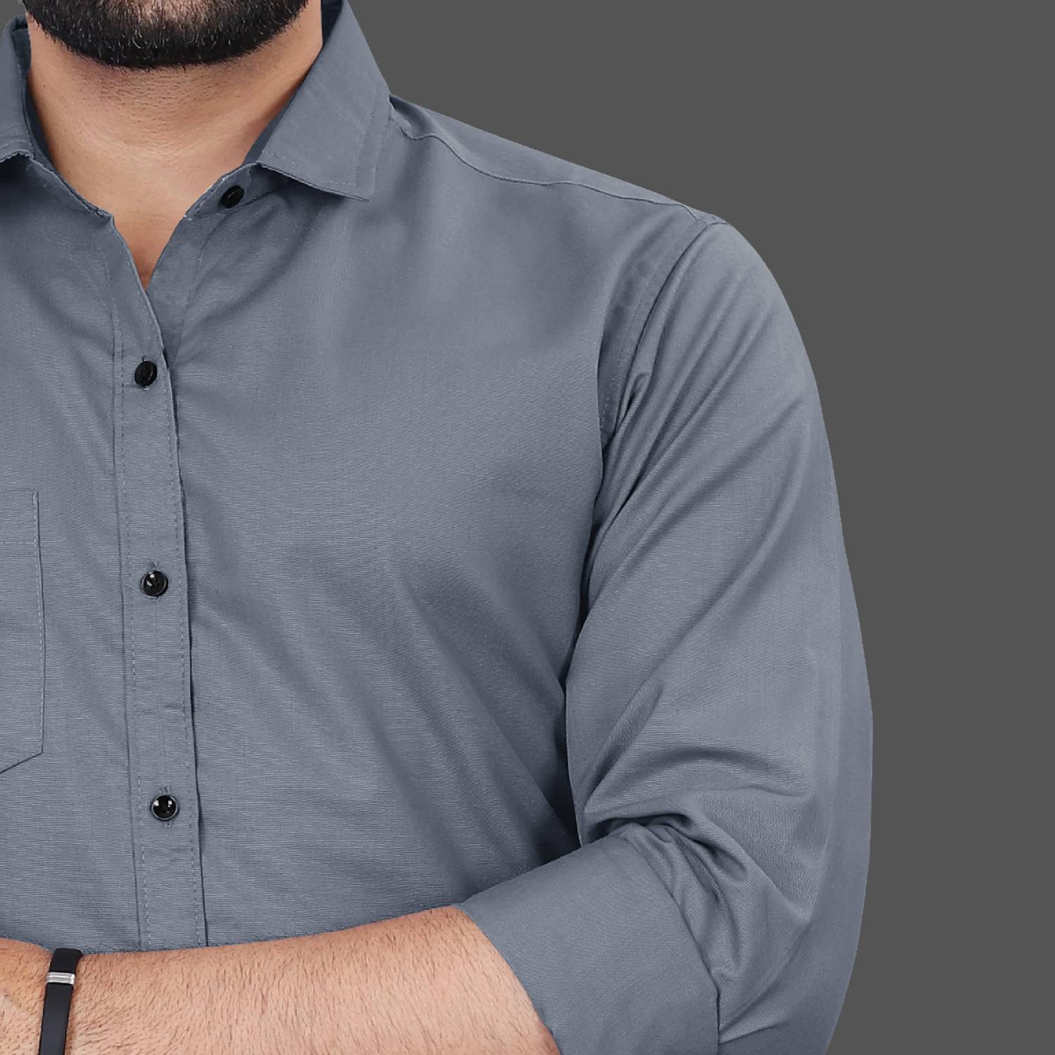 CLOSWIF Men Grey Casual Shirt - Image 3