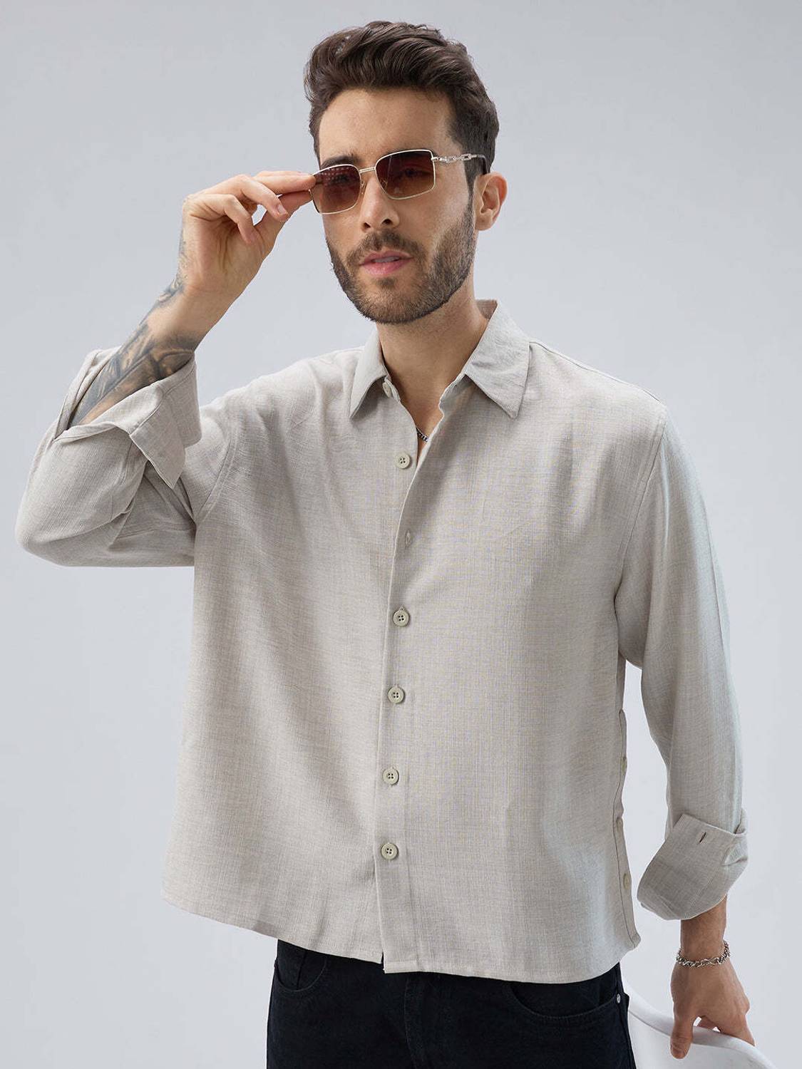 VASTRADO Men Grey Casual Shirt - Image 1