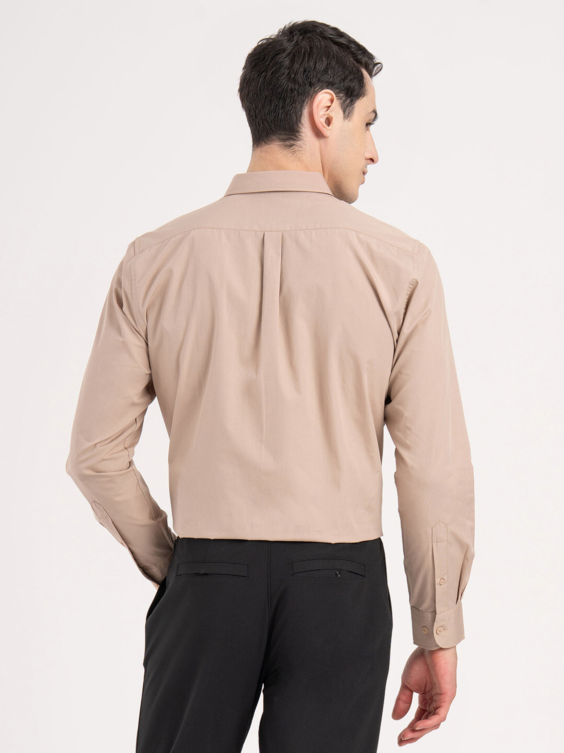 Image of RED TAPE Men Solid Casual Beige Shirt