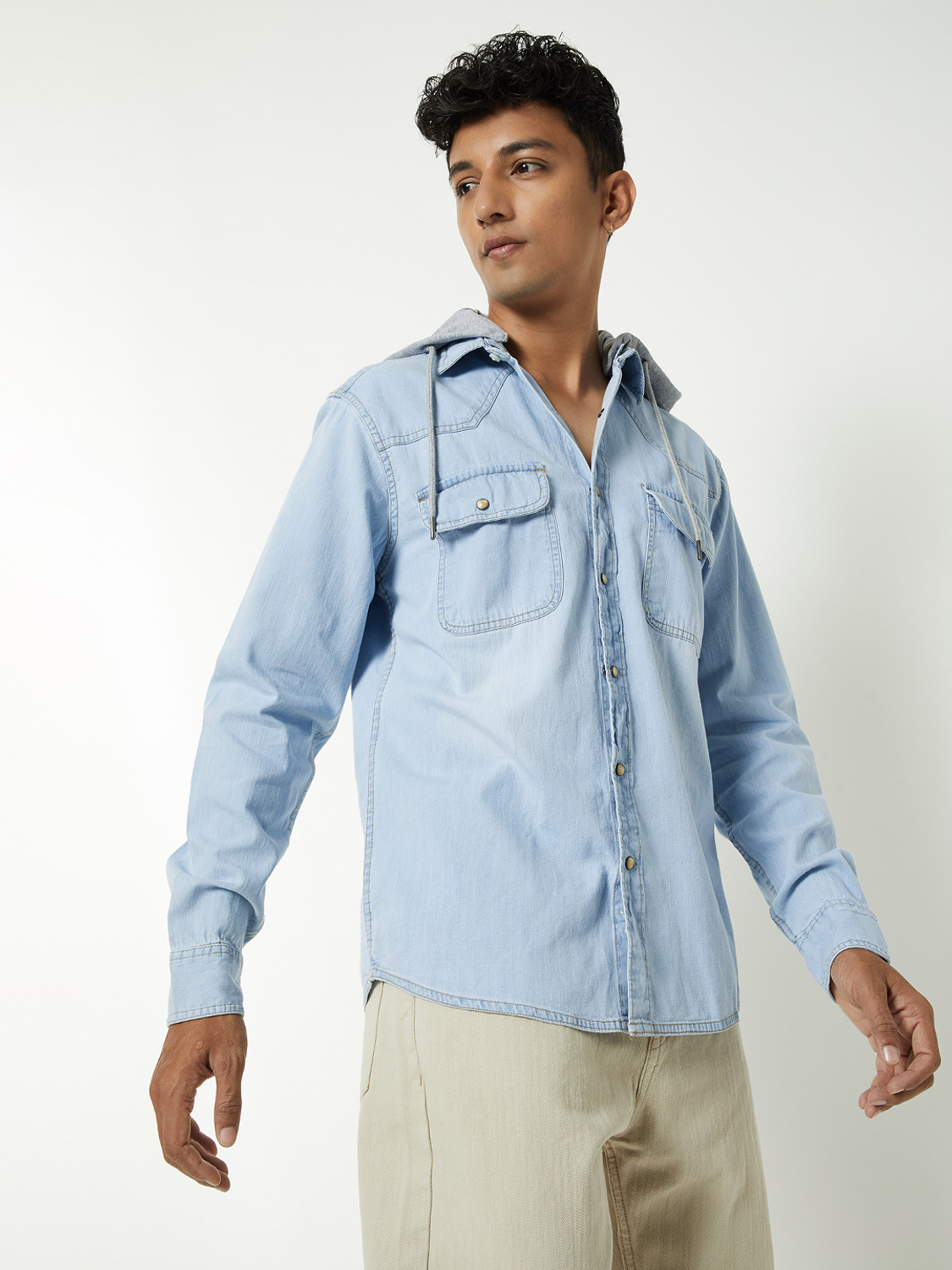 Image of MAX Men Solid Casual Blue Shirt
