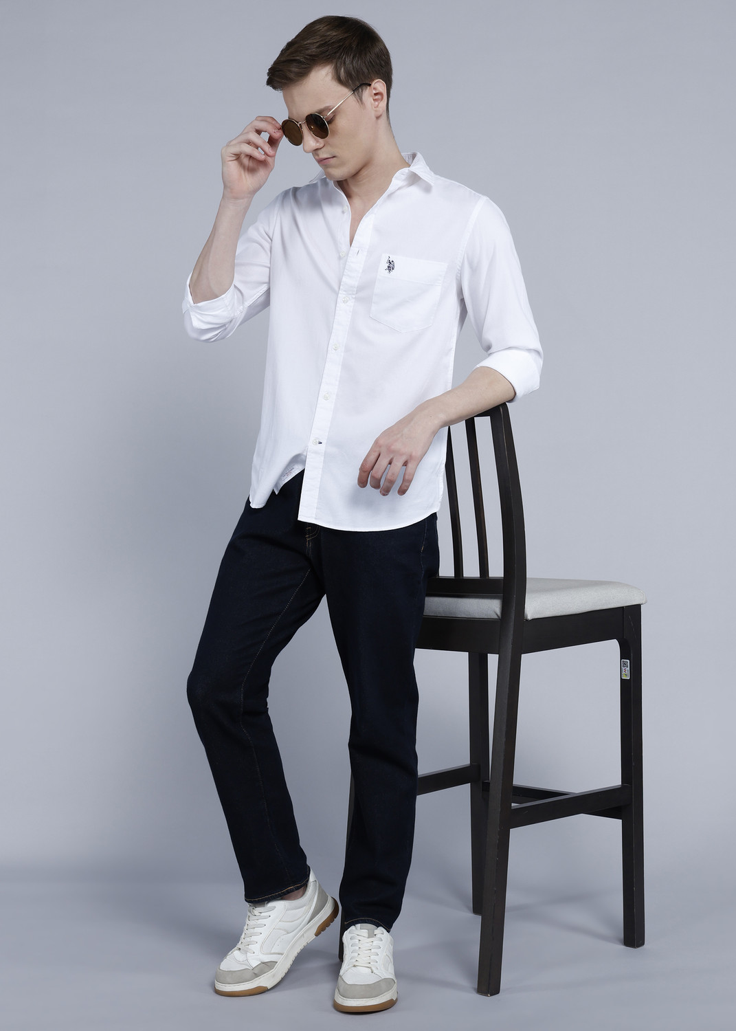 Image of U.S. POLO ASSN. Men Solid Casual White Shirt
