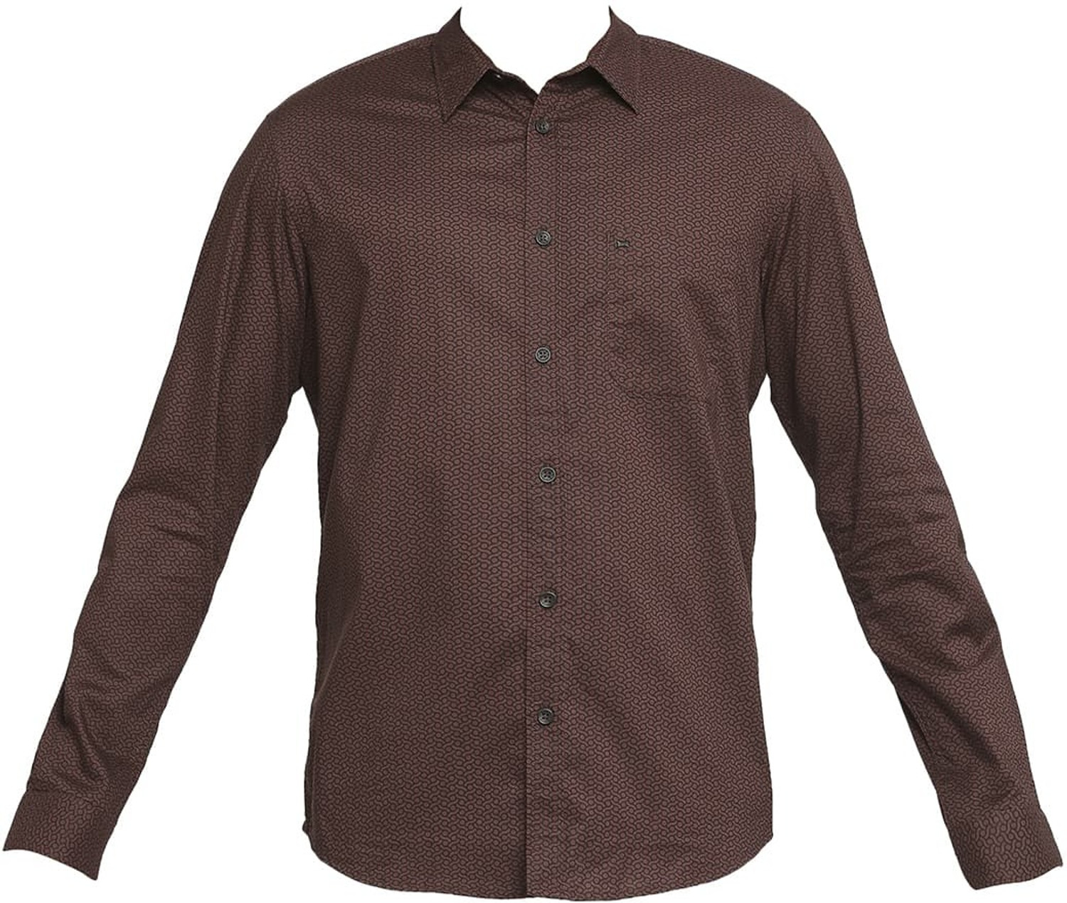 Image of BASICS Men Printed Casual Brown Shirt