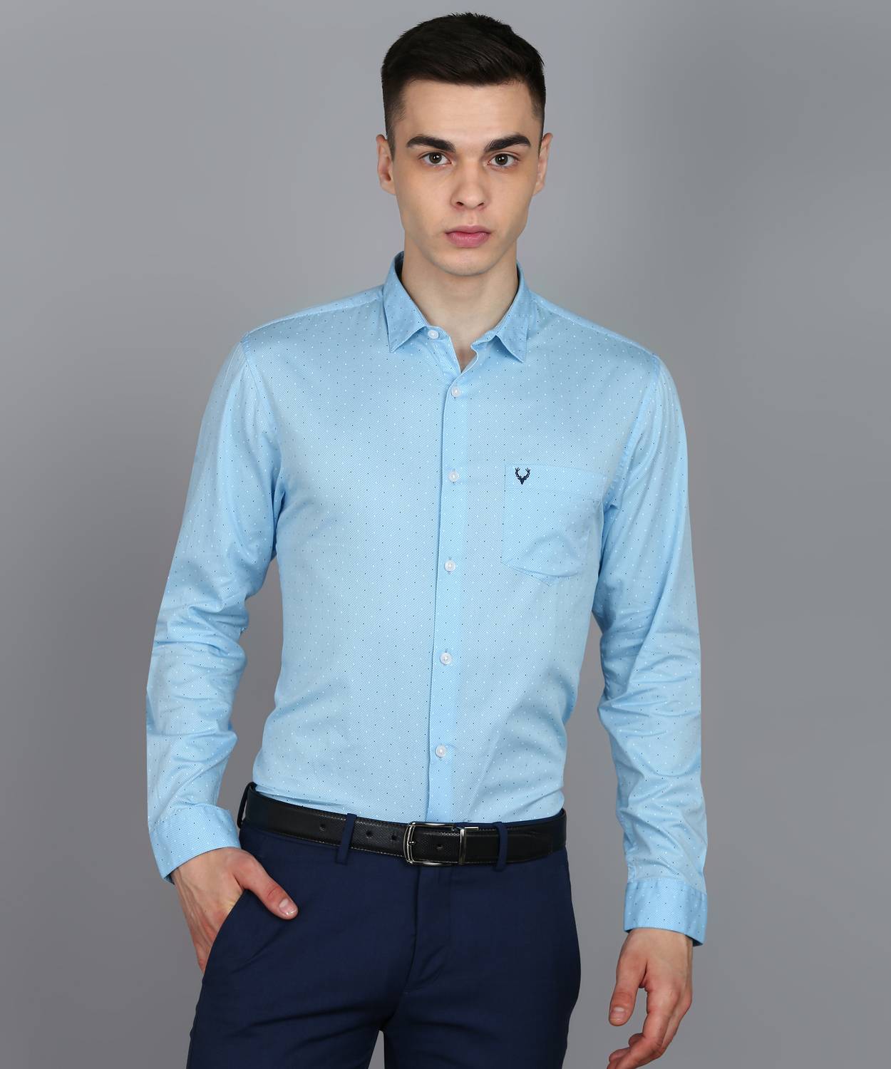 Allen Solly Men Solid Formal Blue Shirt