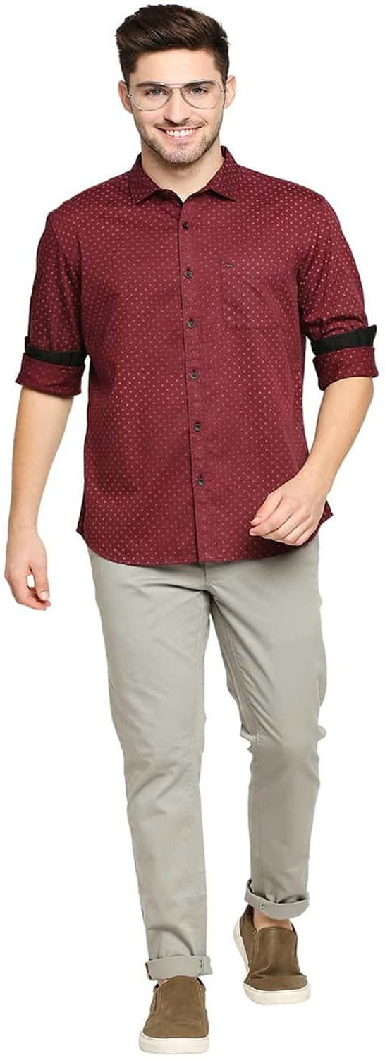 Image of BASICS Men Printed Casual Red Shirt