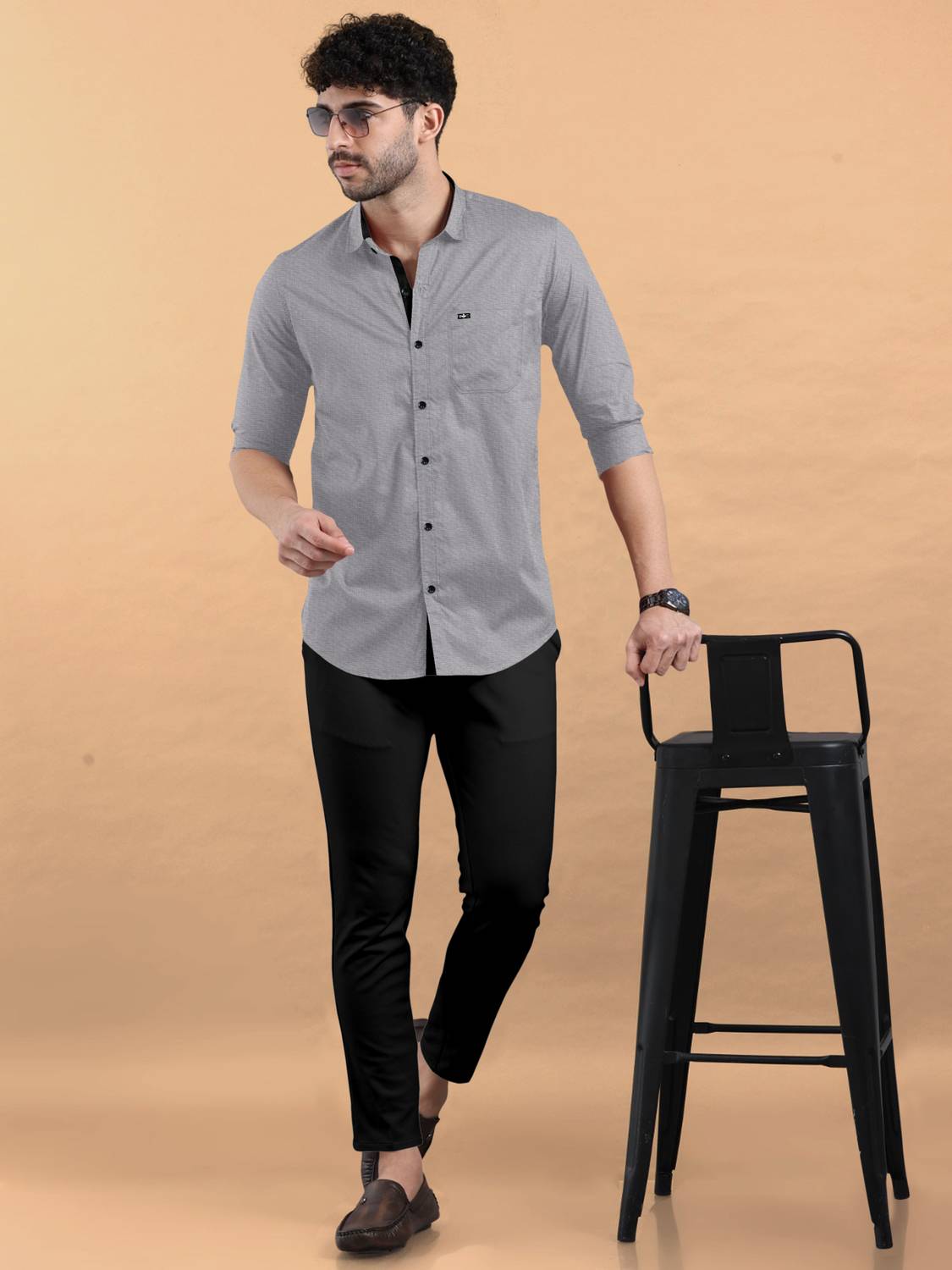 LEMBRIKA Men Solid Formal Grey Shirt - Buy LEMBRIKA Men Solid