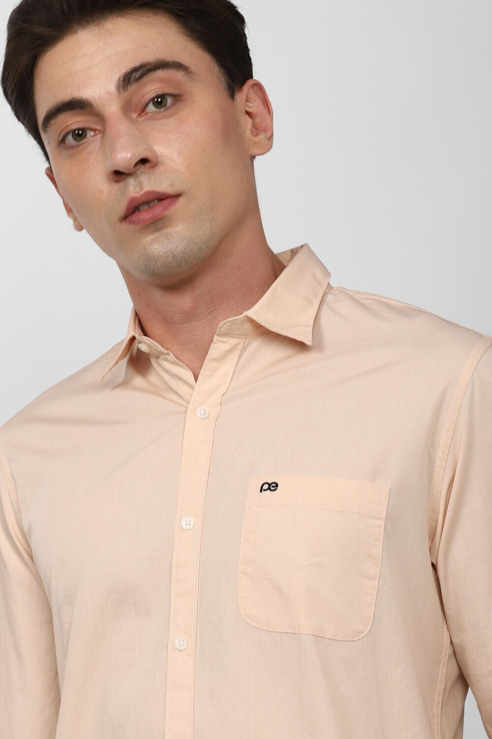 Image of PETER ENGLAND Men Solid Casual Orange Shirt