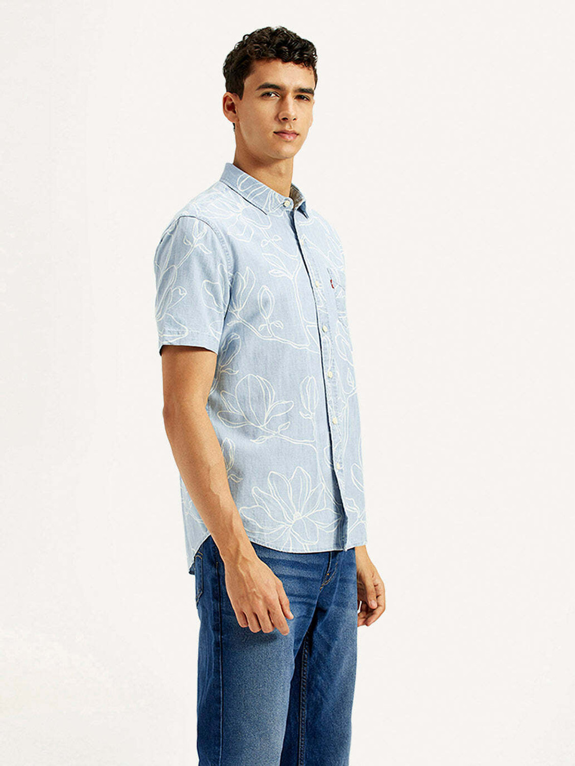 Image of LEVI'S Men Printed Casual Blue Shirt