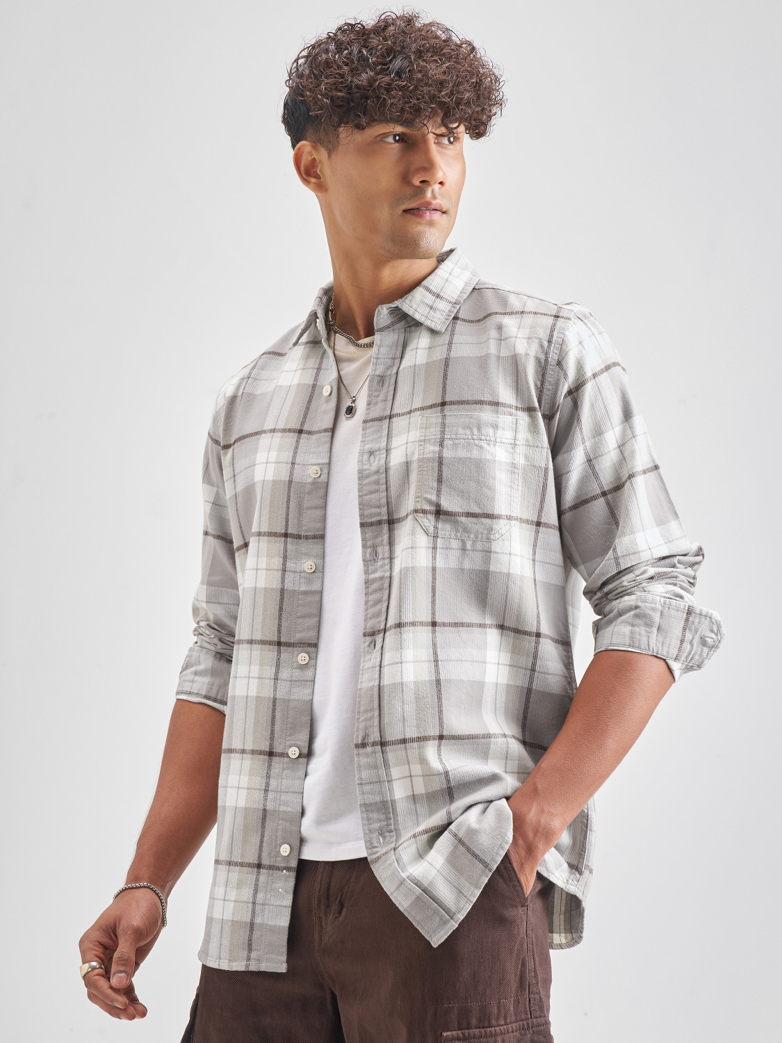 Image of HIGHLANDER Men Checkered Casual Multicolor Shirt