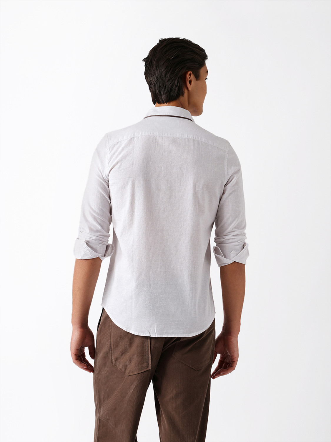 Image of THE BEAR HOUSE Men Solid Casual White Shirt