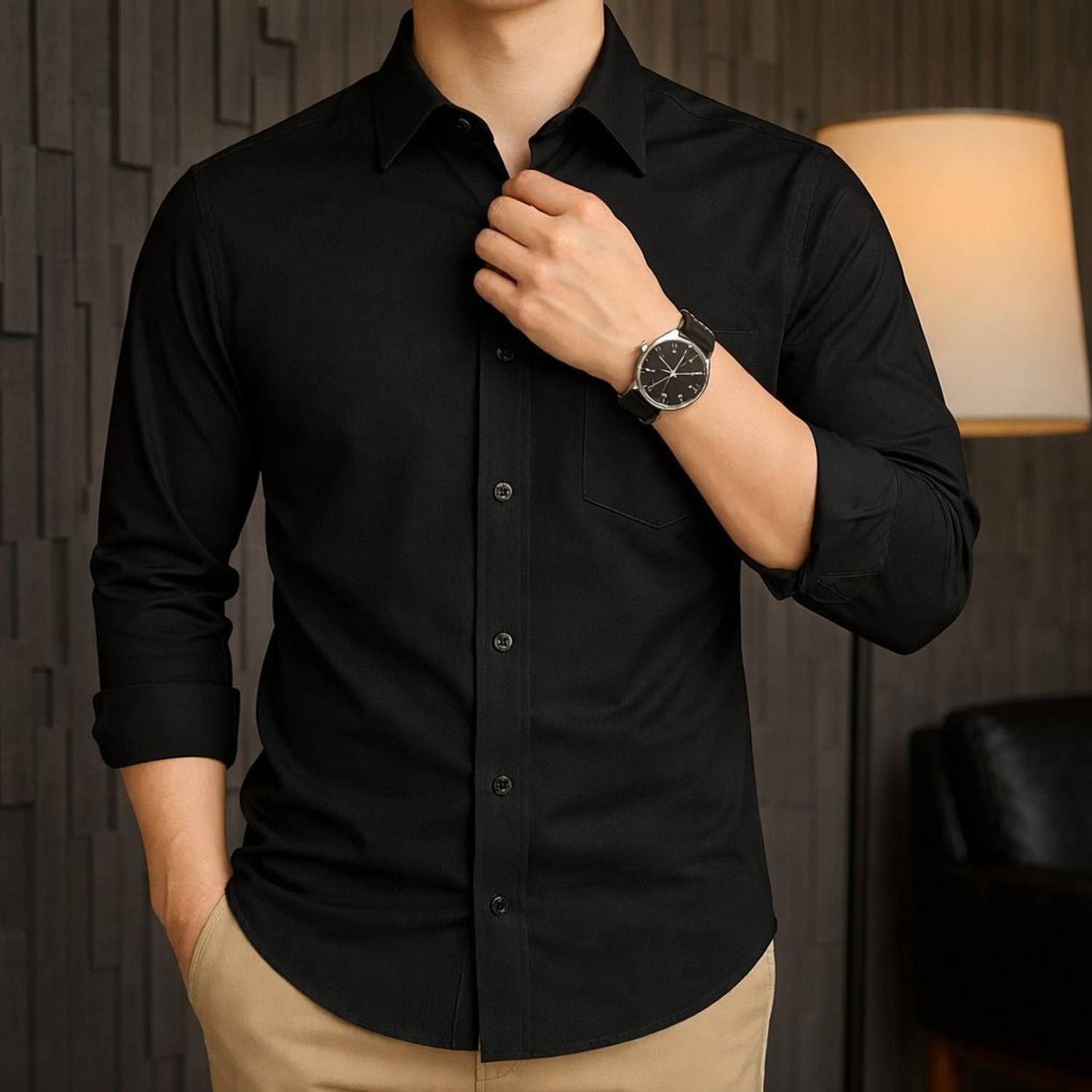 Shamrock Prime Men Black Formal Shirt - Image 1