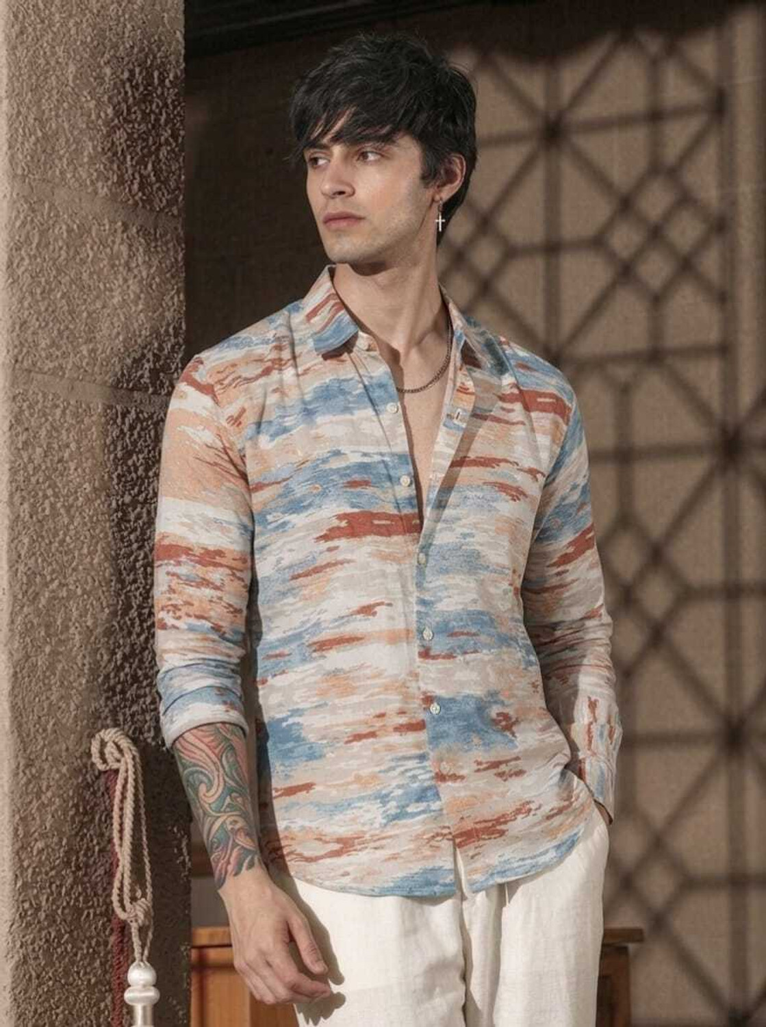 Image of Jamkudi Men Self Design Casual Multicolor Shirt