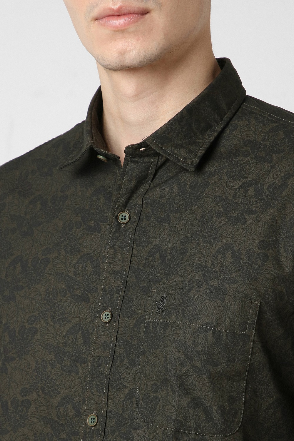 Image of PETER ENGLAND Men Printed Casual Green Shirt