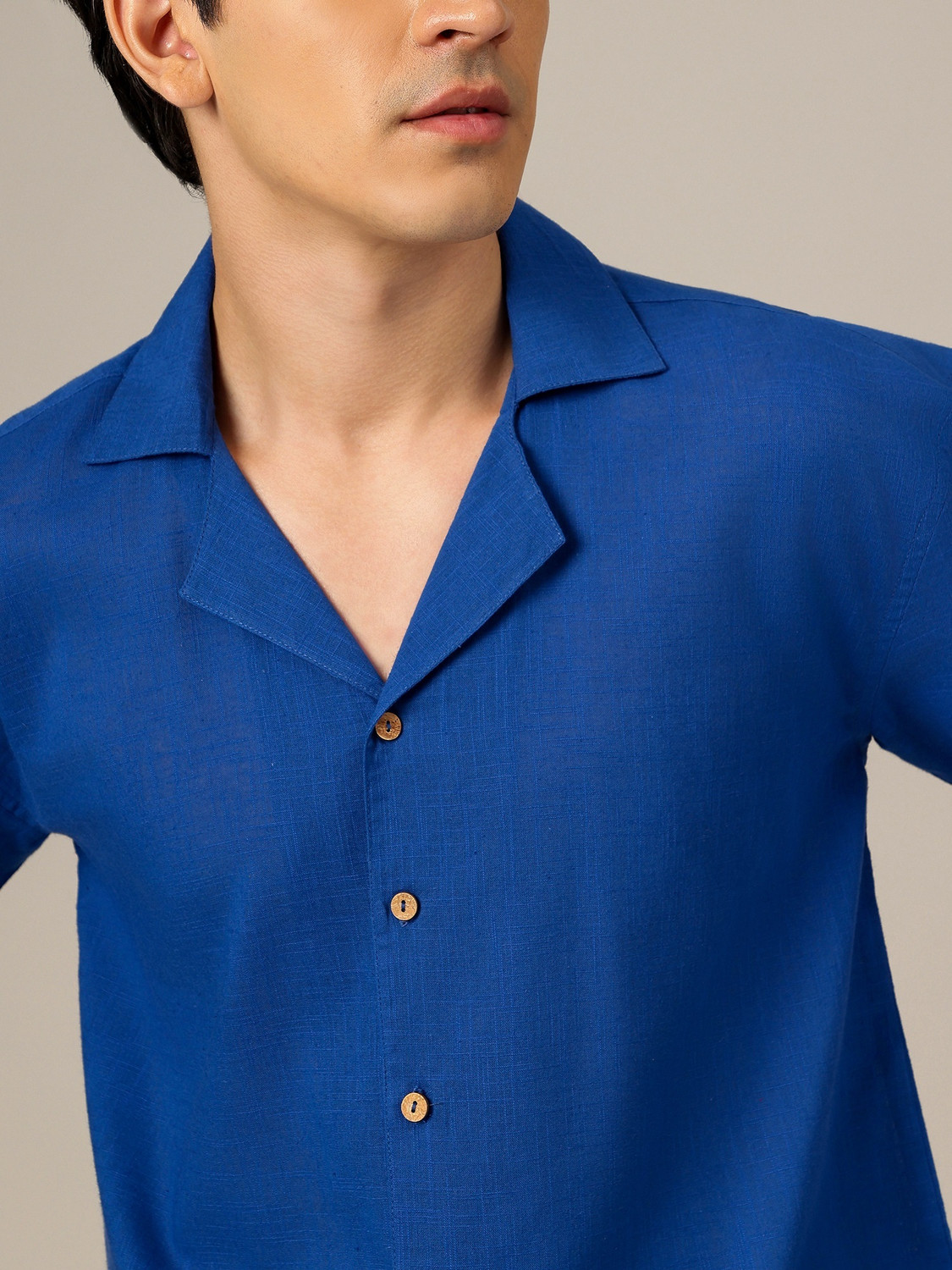 Image of DENNISON Men Embroidered Casual Blue Shirt