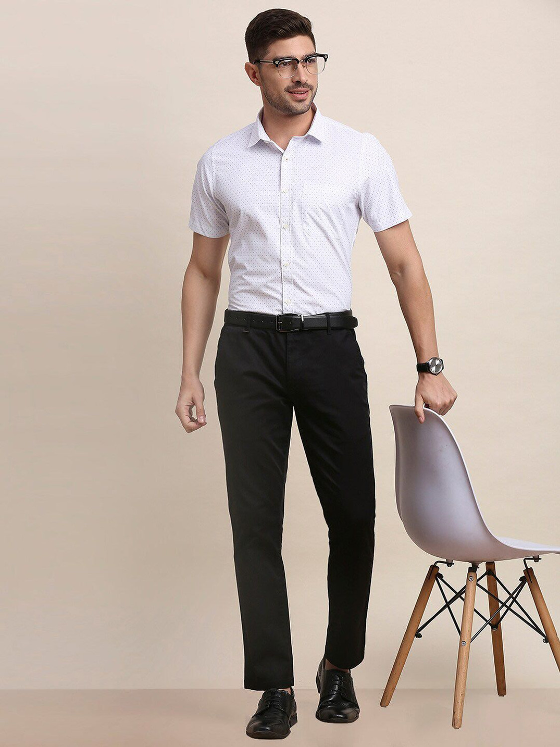 Image of INVICTUS Men Printed Formal White Shirt