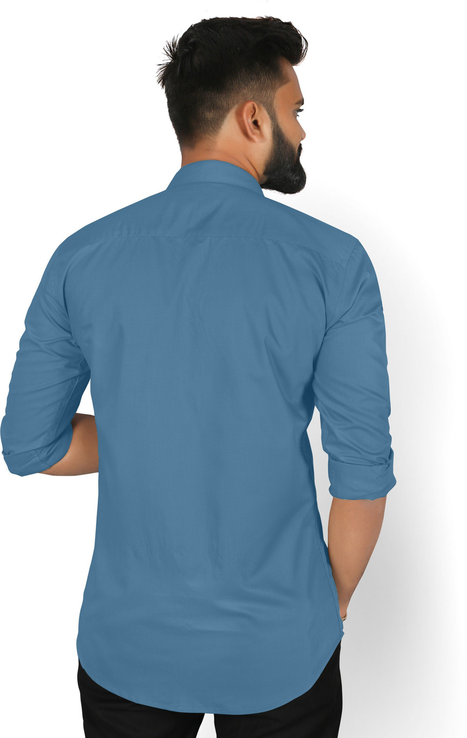 Image of FIBERMILL Men Solid Formal Light Blue Shirt