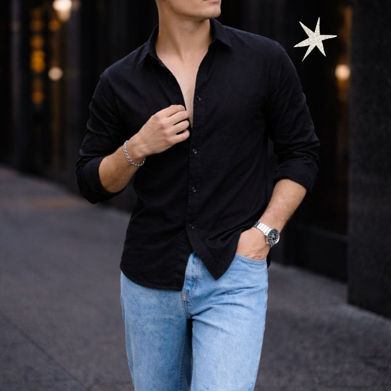 Image of Vayu Men Solid Casual Black Shirt
