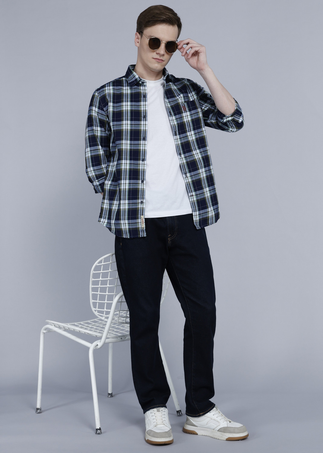 Image of U.S. Polo Assn. Denim Co. Men Regular Fit Solid Cut Away Collar Casual Shirt
