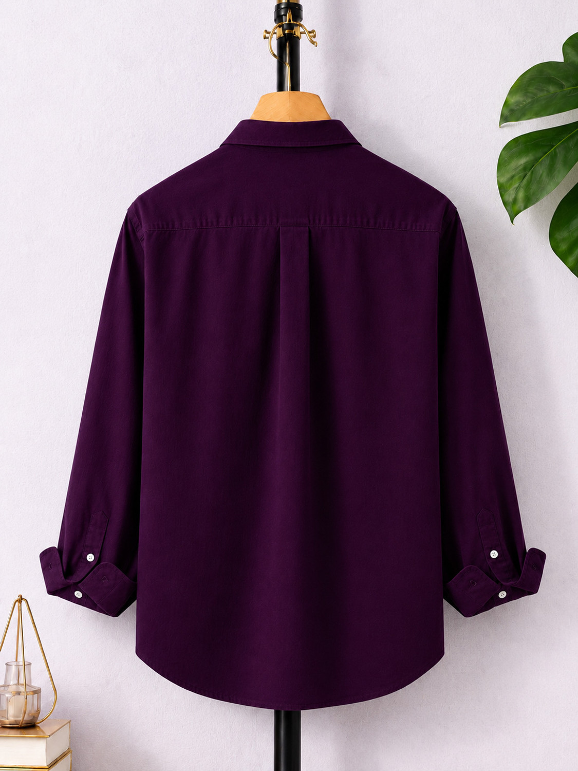 Image of TorontoCN Men Solid Casual Purple Shirt