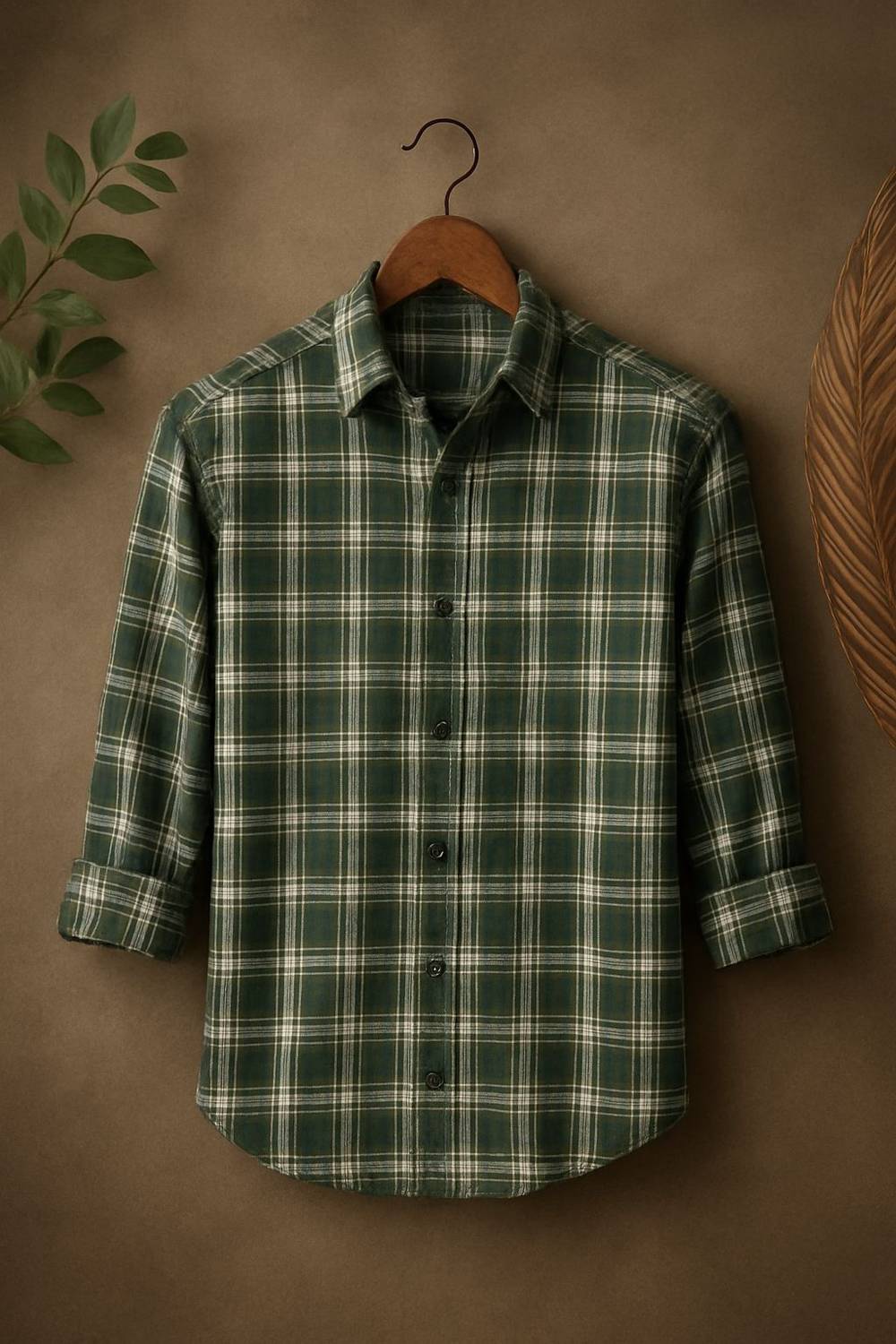 BLEZZA Men Green, White Checkered Shirt - Image 1
