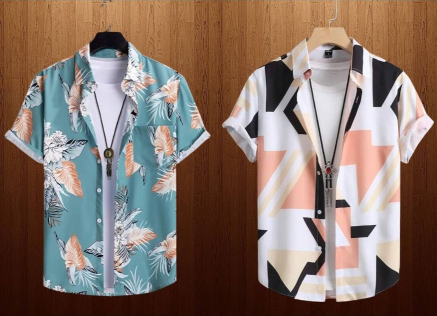 LEMBRIKA Men Printed Casual Light Green, Beige Shirt