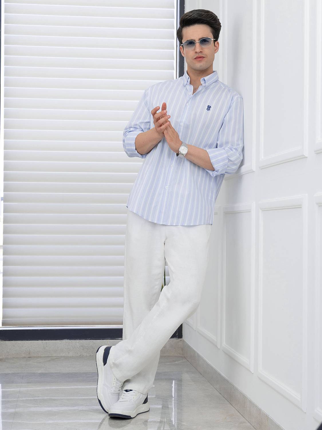 RED TAPE Men Striped Blue Shirt - Image 4
