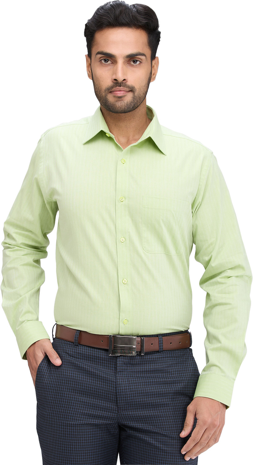 Image of Raymond Men Solid Formal Green Shirt