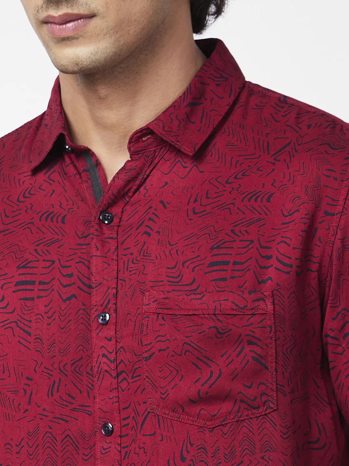 Image of Spykar Men Printed Casual Red, Black Shirt