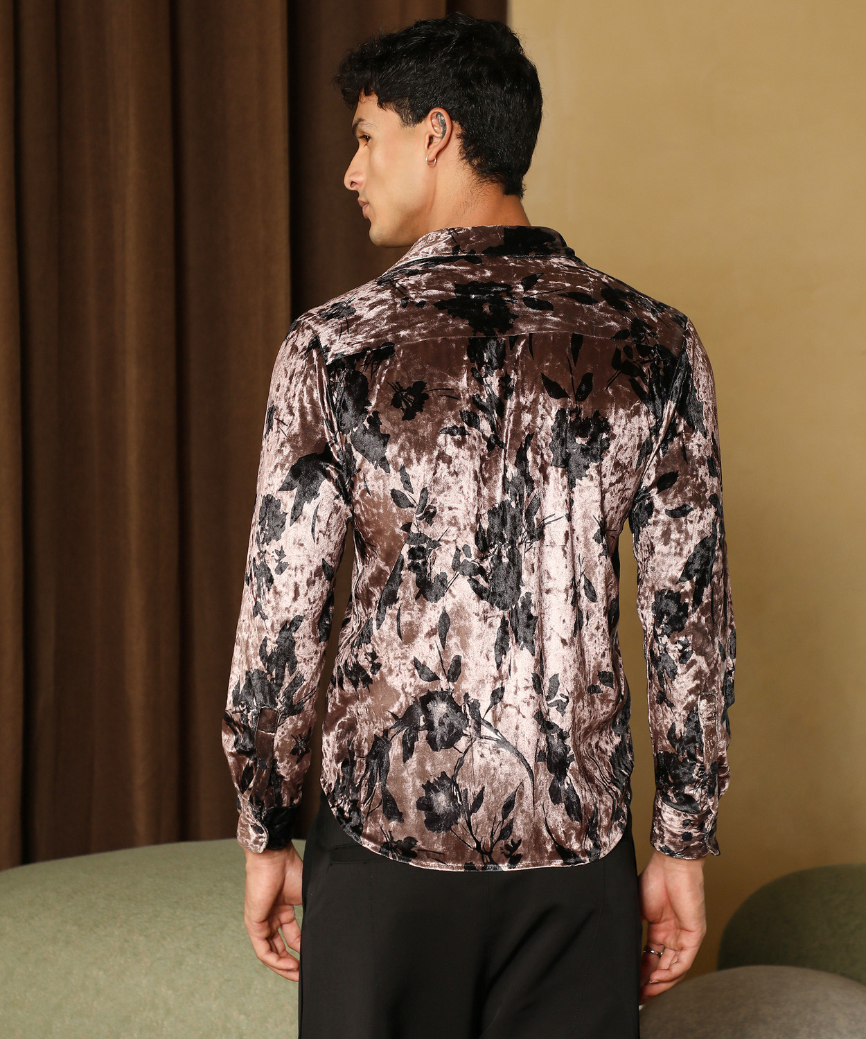 Image of CAHOOT Men Floral Print Casual Brown Shirt