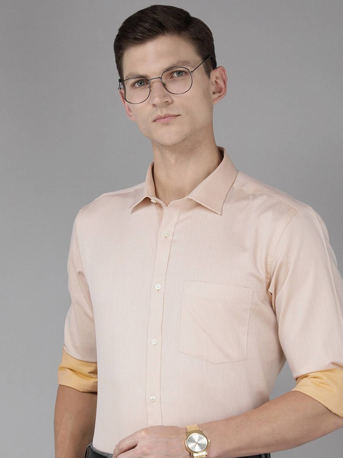 PARK AVENUE Men Slim Fit Self Design Spread Collar Formal Shirt