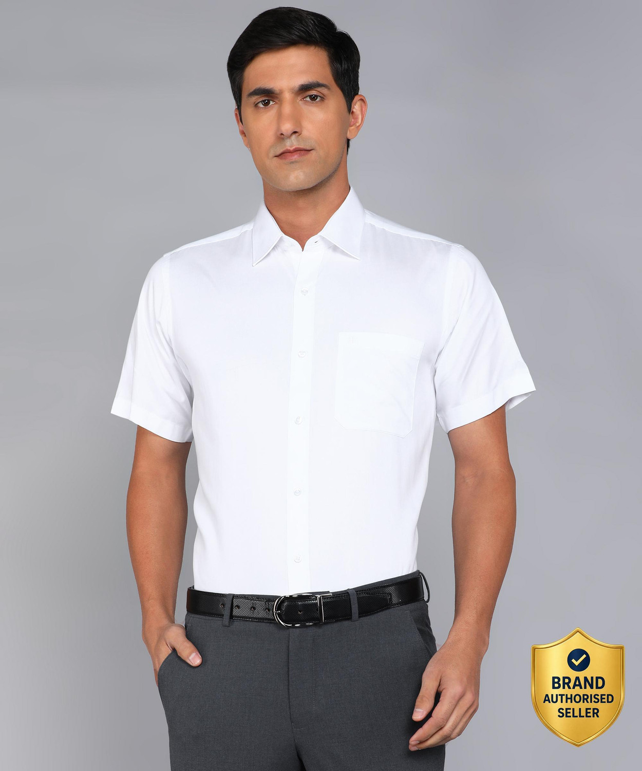 Image of Raymond Men Solid Formal White Shirt