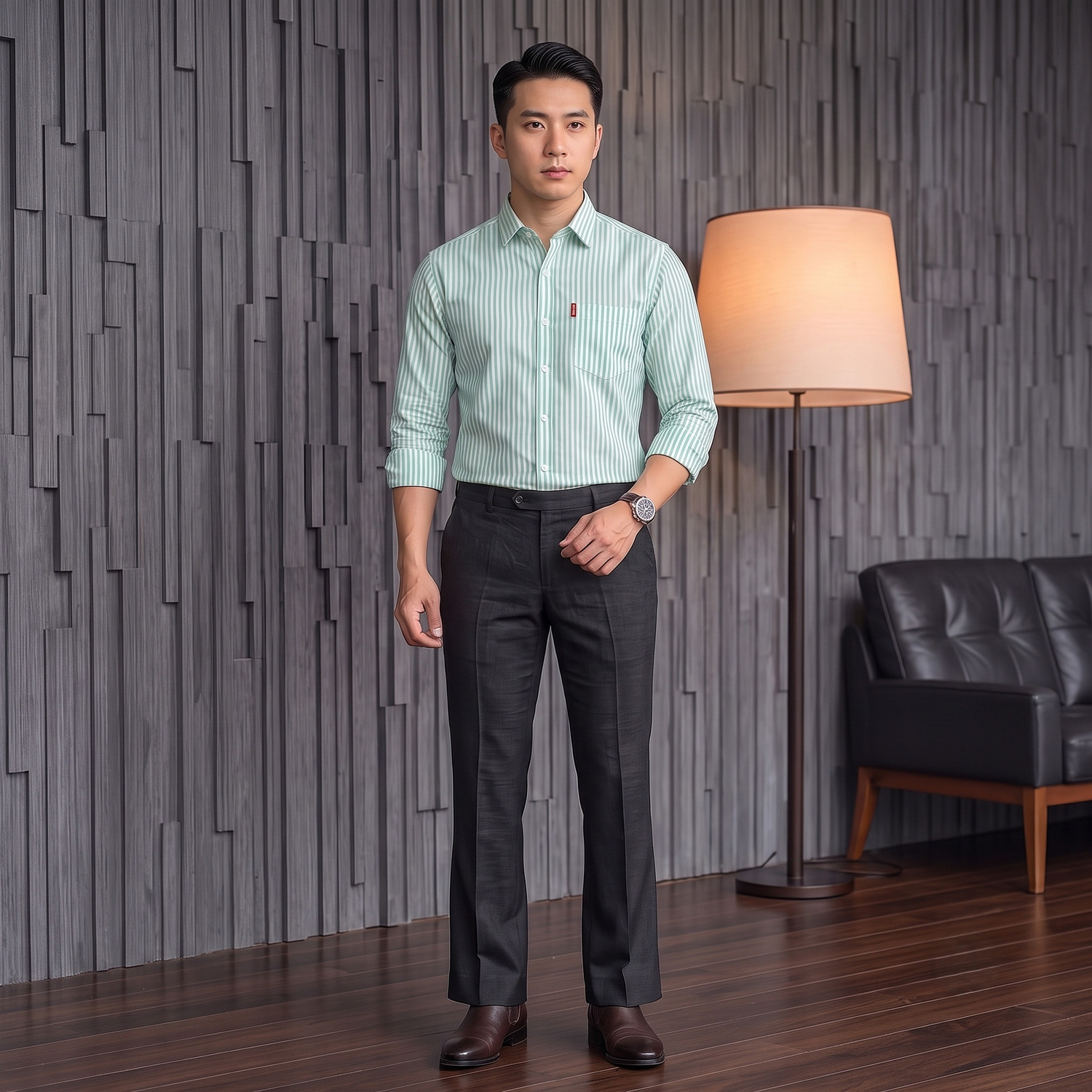 Image of MILDIN Men Striped Formal Multicolor Shirt