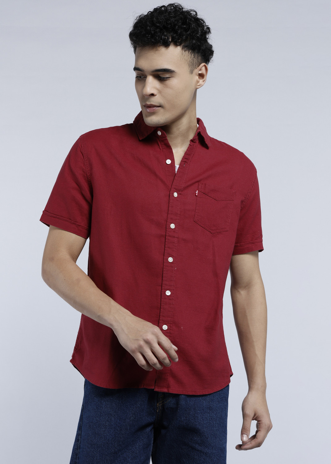 Image of LEVI'S Men Solid Casual Red Shirt