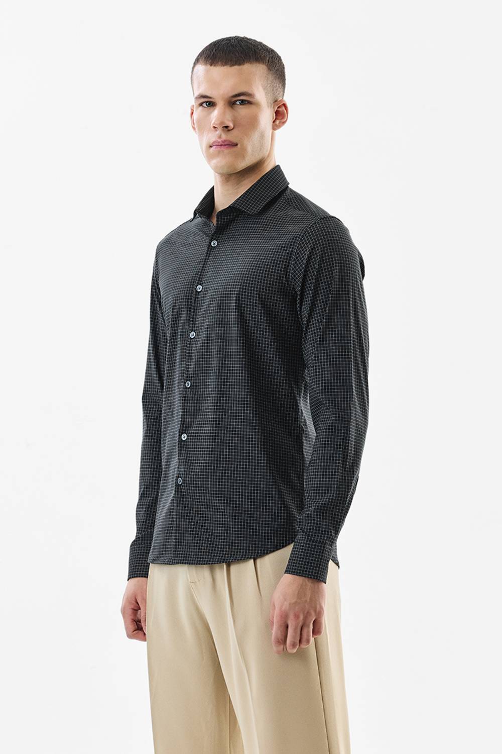 Snitch Men Checkered Formal Black Shirt