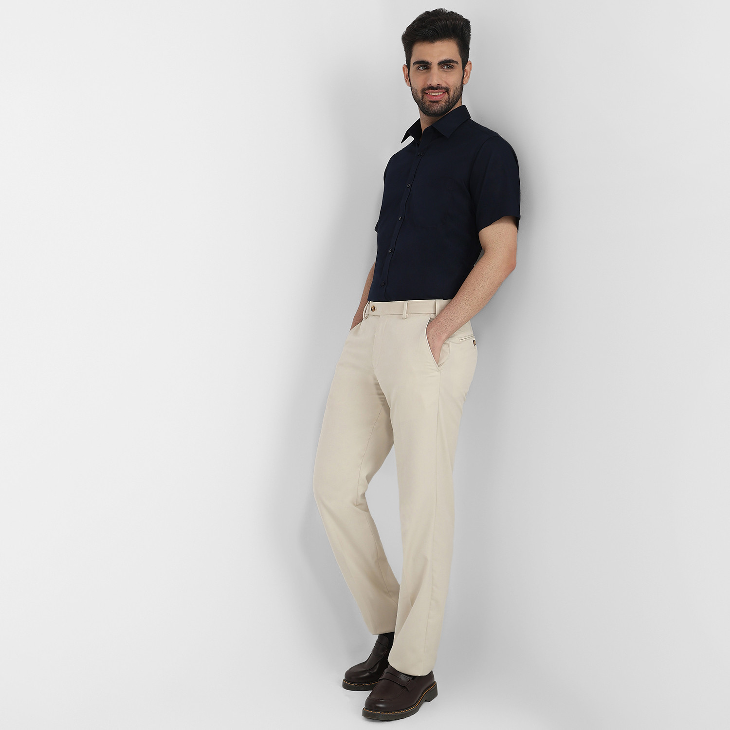 Image of Raymond Men Solid Formal Dark Blue Shirt