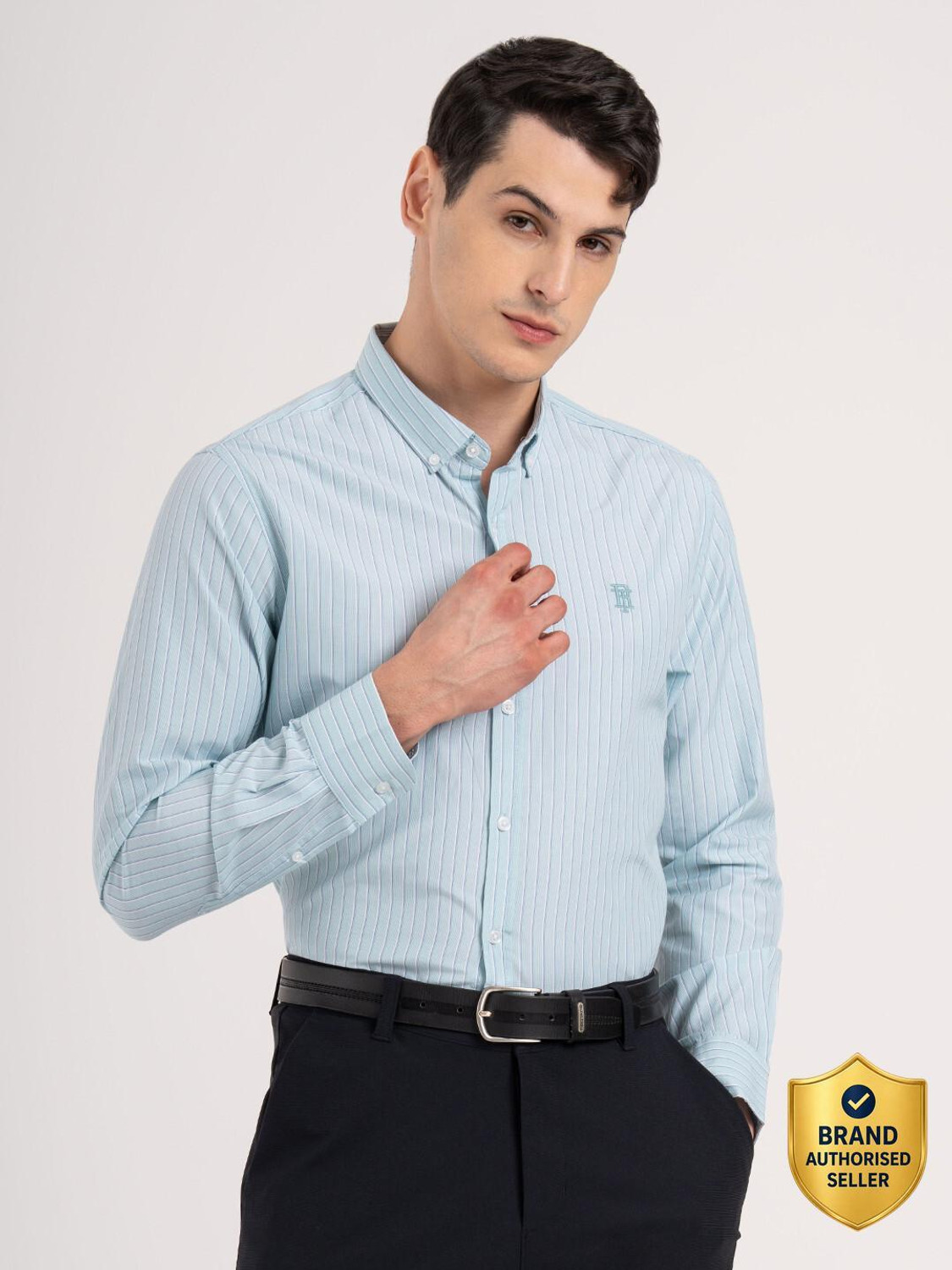 Image of RED TAPE Men Striped Casual Blue Shirt