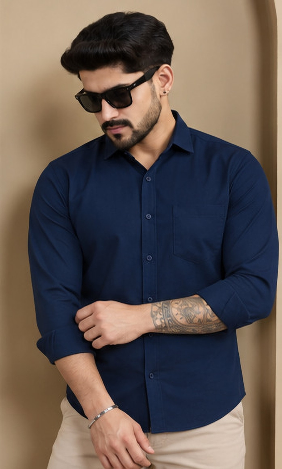 Image of Moda Rapido Men Solid Formal Blue Shirt