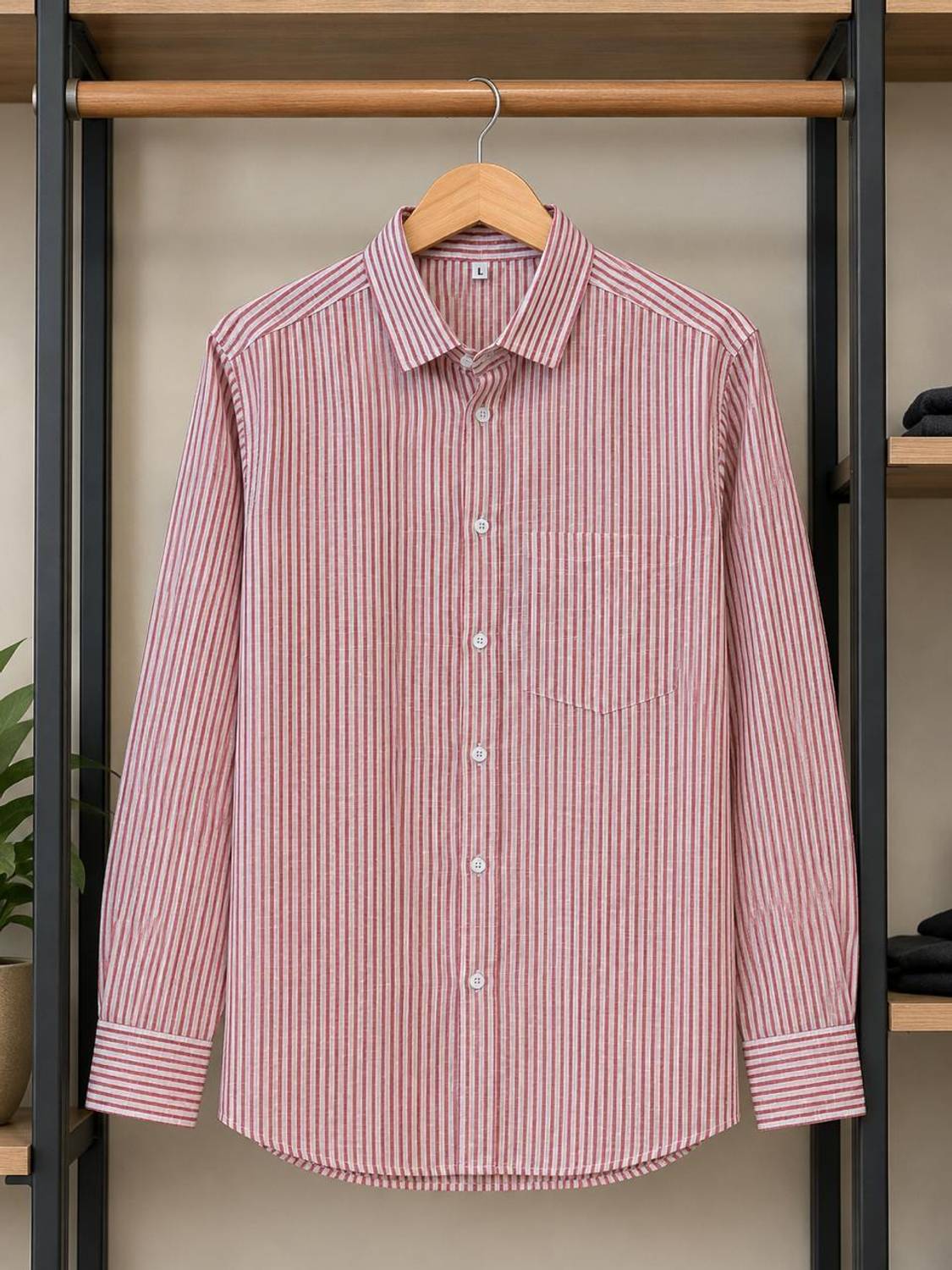 RADHE Men Striped Casual Red, White Shirt - Image 1